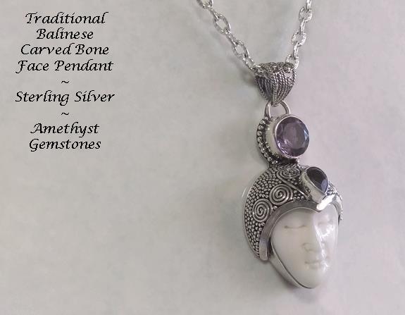 Sterling Silver Goddess Pendant with Amethyst Gemstones - Click Image to Close